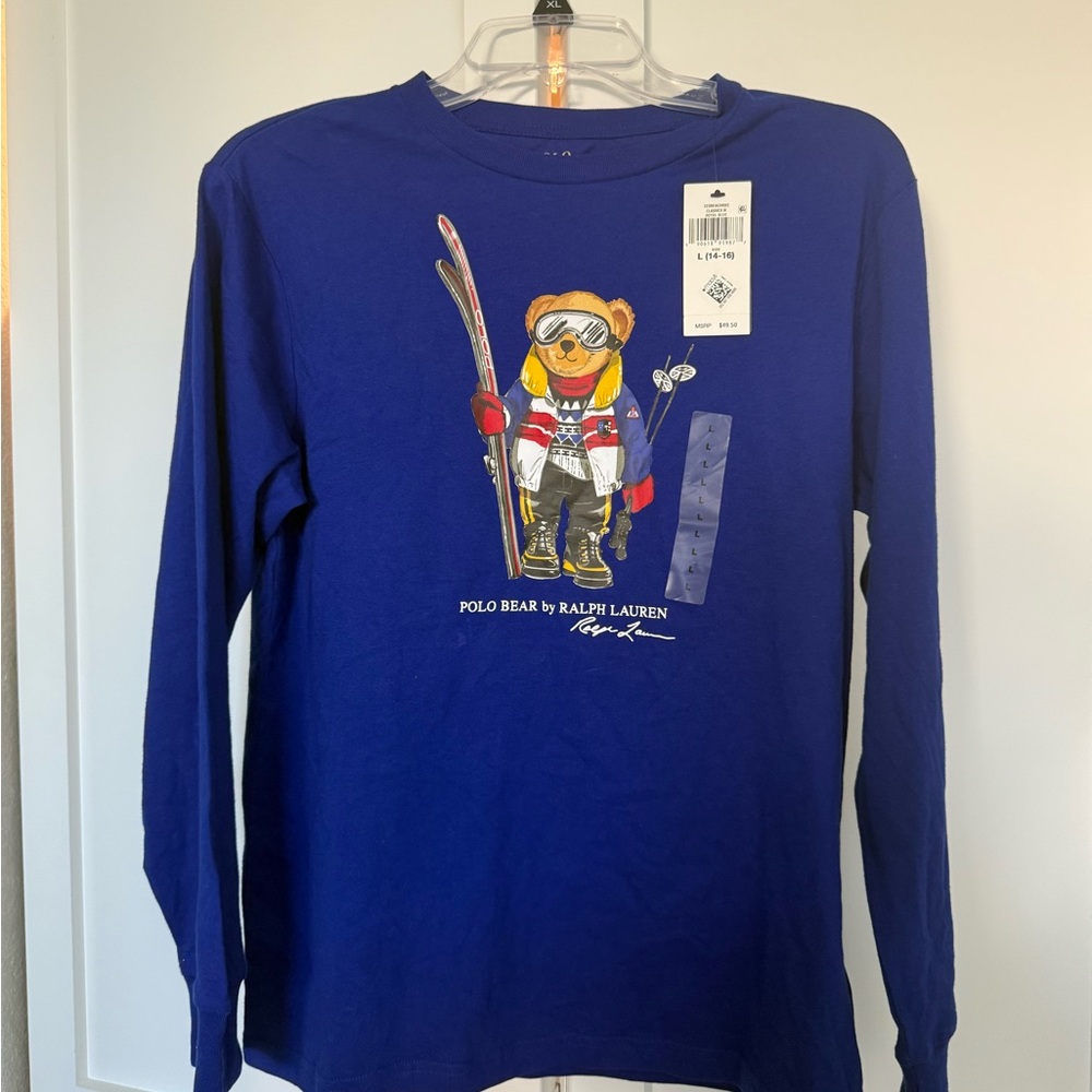 Polo by Ralph Lauren Blue Long Sleeve Tee with Polo Bear